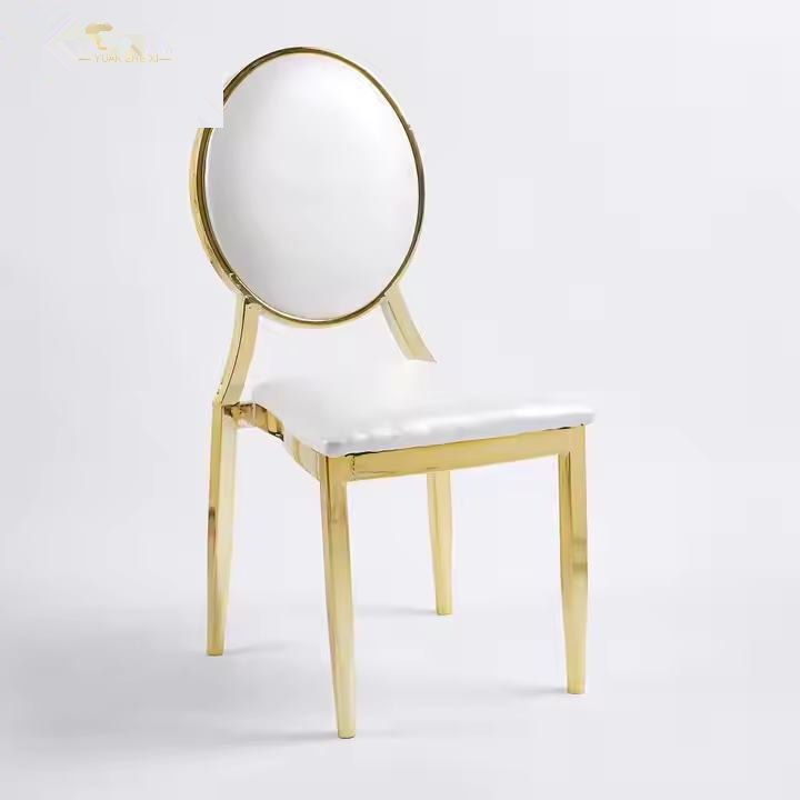 Gold Stainless Steel Chair Cross Back Bride Groom Wedding Chairs and Table Set image 5