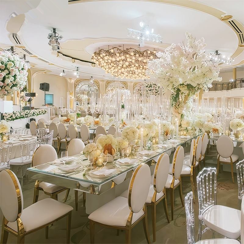 Stainless Steel Hotel Chairs Mary White PU Leather Banquet Wedding Chairs for Events Parties and Halls Event Restaurant image 2
