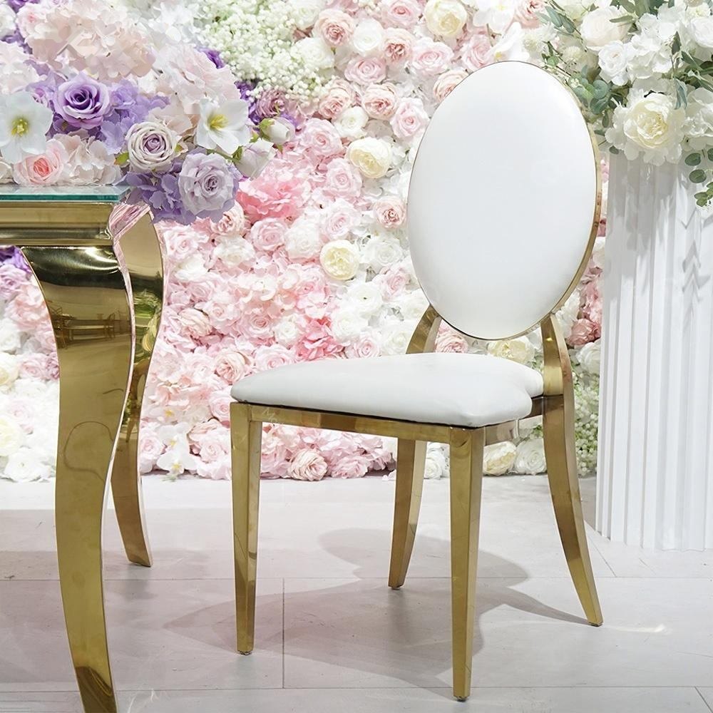 Stainless Steel Hotel Chairs Mary White PU Leather Banquet Wedding Chairs for Events Parties and Halls Event Restaurant image 3