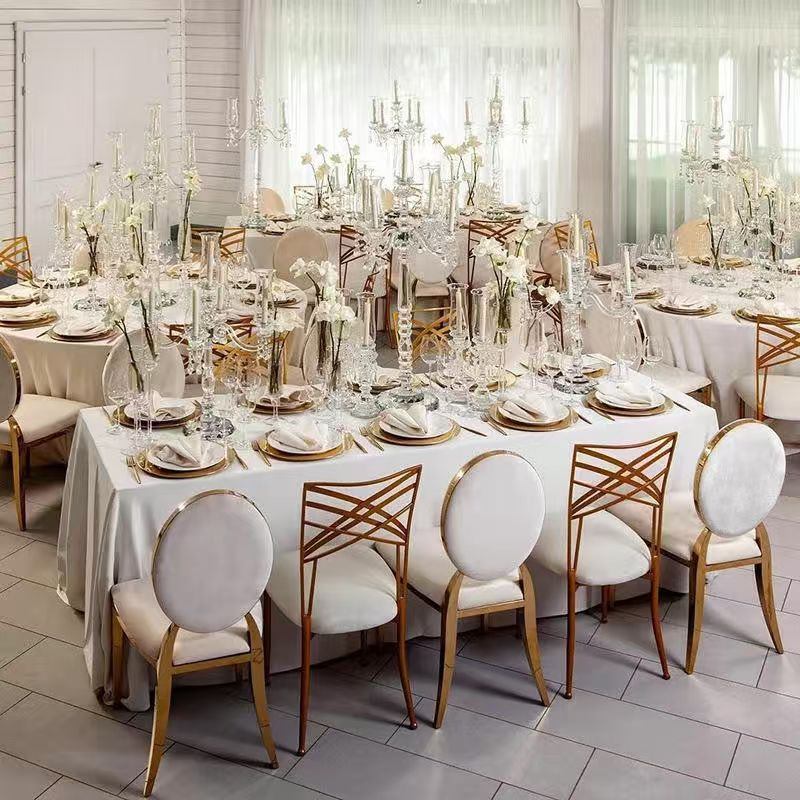 Wholesale Lorero Iron Metal Chair Cross Back Chameleon Gold Chair Wedding Fanfare Chair for Wedding Used image 3