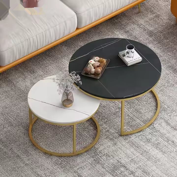 Light Luxury Style Rock Slab Circular Nesting Coffee Tables image 2