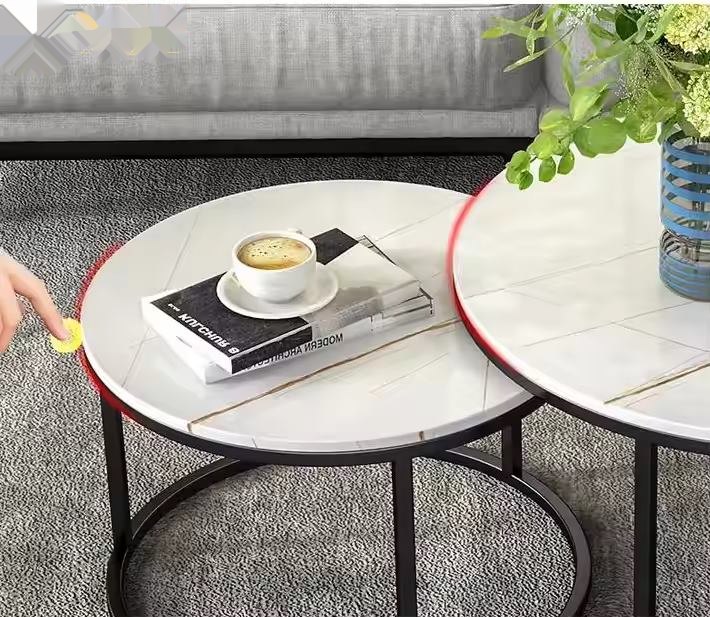 Light Luxury Style Rock Slab Circular Nesting Coffee Tables image 3