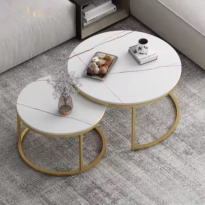 Light Luxury Style Rock Slab Circular Nesting Coffee Tables image 4
