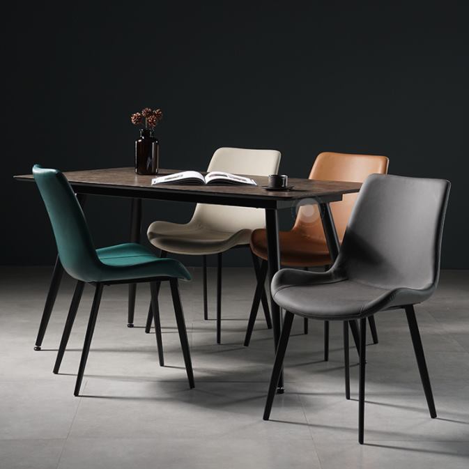 Modern cafe Shar manger design, polyurethane upholstered dining chairs, brown leather
