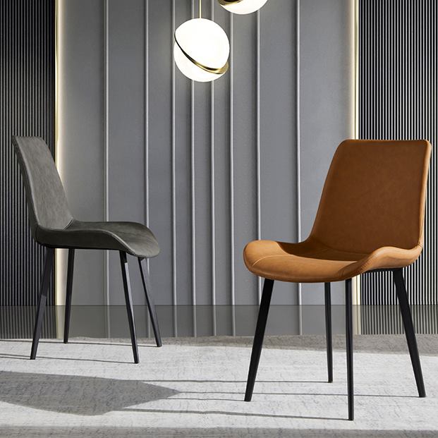 Modern cafe Shar manger design, polyurethane upholstered dining chairs, brown leather image 2