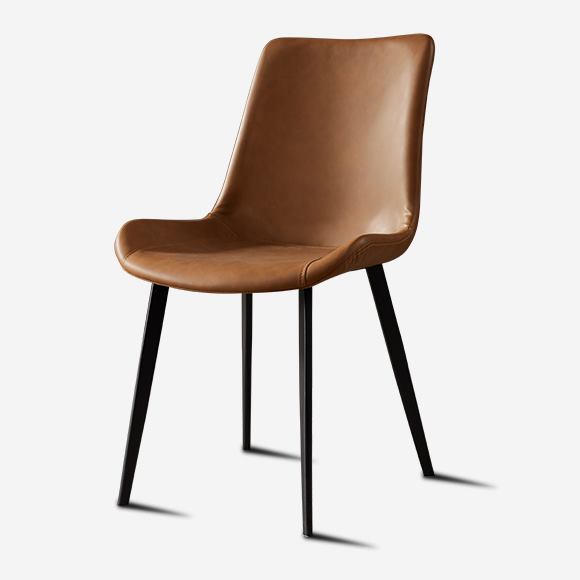 Modern cafe Shar manger design, polyurethane upholstered dining chairs, brown leather image 3