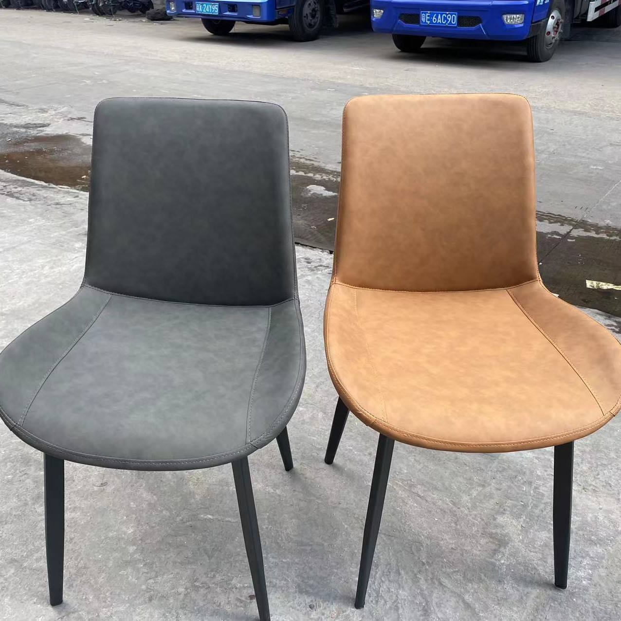 Modern cafe Shar manger design, polyurethane upholstered dining chairs, brown leather image 4
