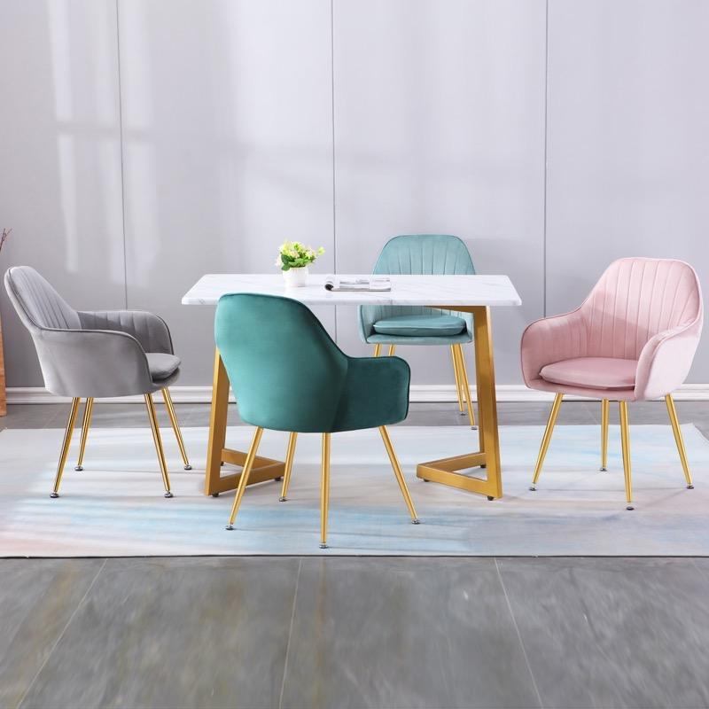 Morden Luxury upholstered tufted accent Chair Living room and dining room furniture Velvet metal leg dining chair