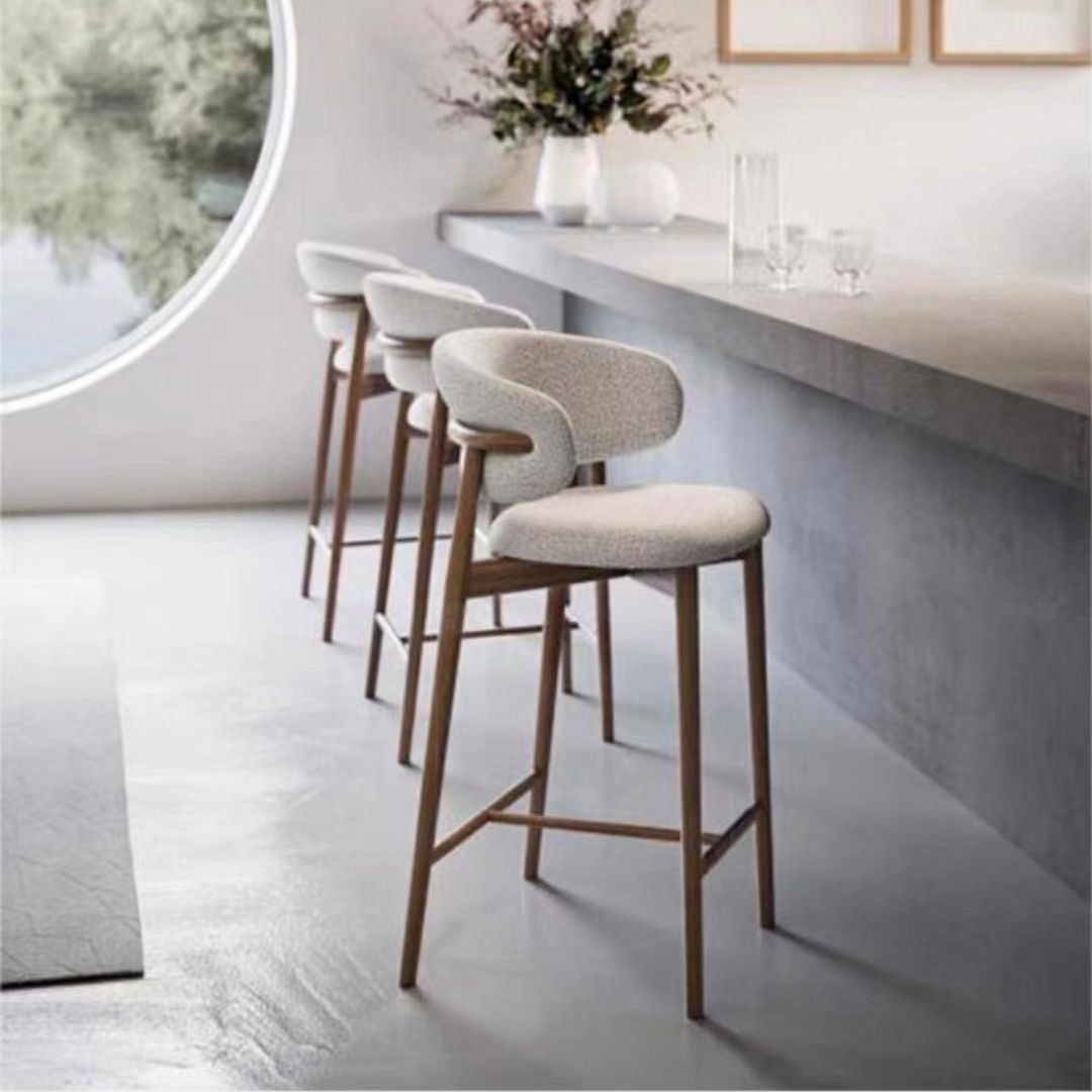 Nordic style luxurious wooden counter bar stools and kitchen bar chairs