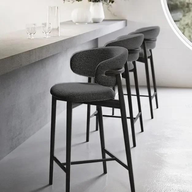 Nordic style luxurious wooden counter bar stools and kitchen bar chairs image 2