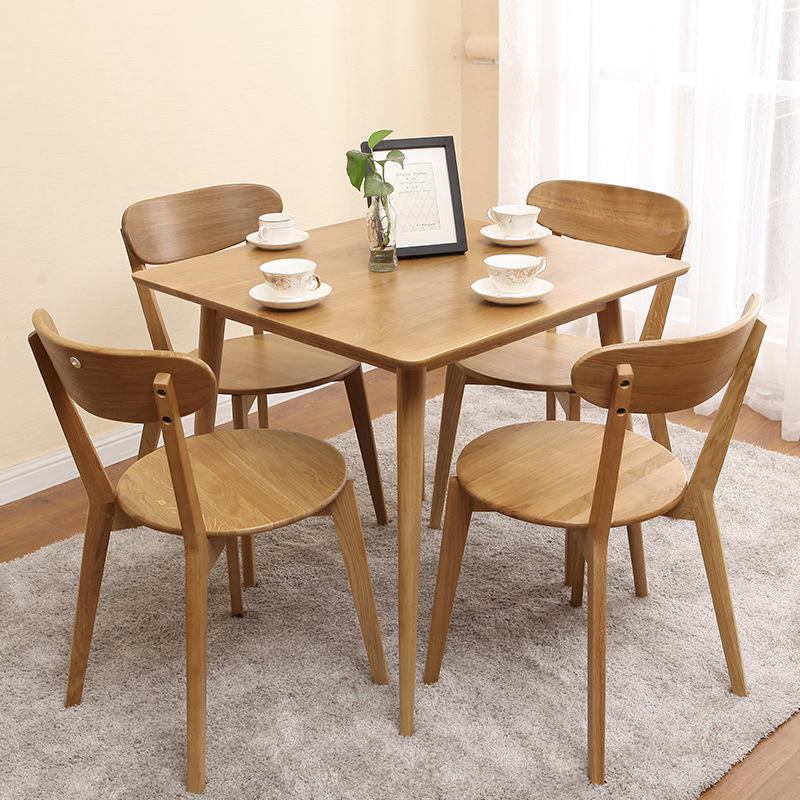 Modern restaurant furniture: Wooden square bamboo dining table with 4 chairs image 2