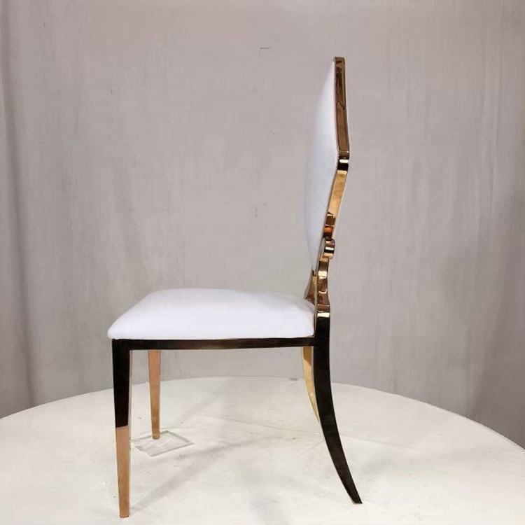 Selling light luxury modern gold stainless steel poker diamond shaped backrest banquet chairs for weddings image 4