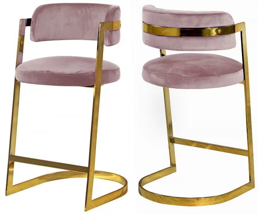 Nordic Luxury Bar Stool Stainless Steel Frame Soft Padded Velvet High Chair Tavern Coffee Shop Gym Iron Material image 3