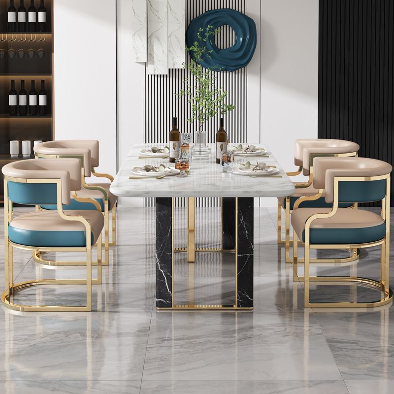 New Apartment Lounge Chair Gold Chair Synthetic Leather Stainless Steel Restaurant Hotel Chair