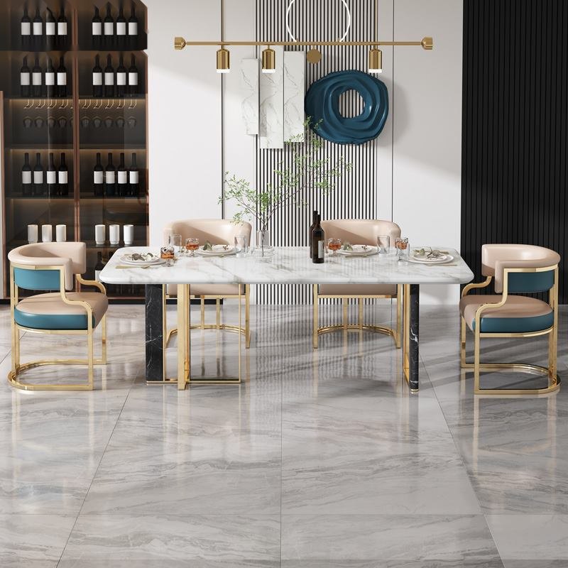 New Apartment Lounge Chair Gold Chair Synthetic Leather Stainless Steel Restaurant Hotel Chair image 2