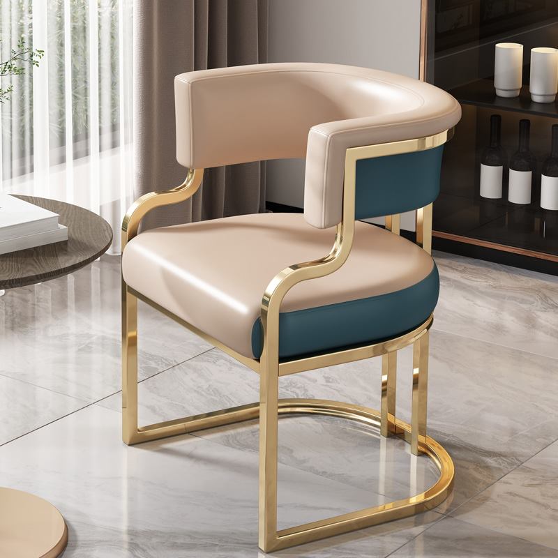 New Apartment Lounge Chair Gold Chair Synthetic Leather Stainless Steel Restaurant Hotel Chair image 3
