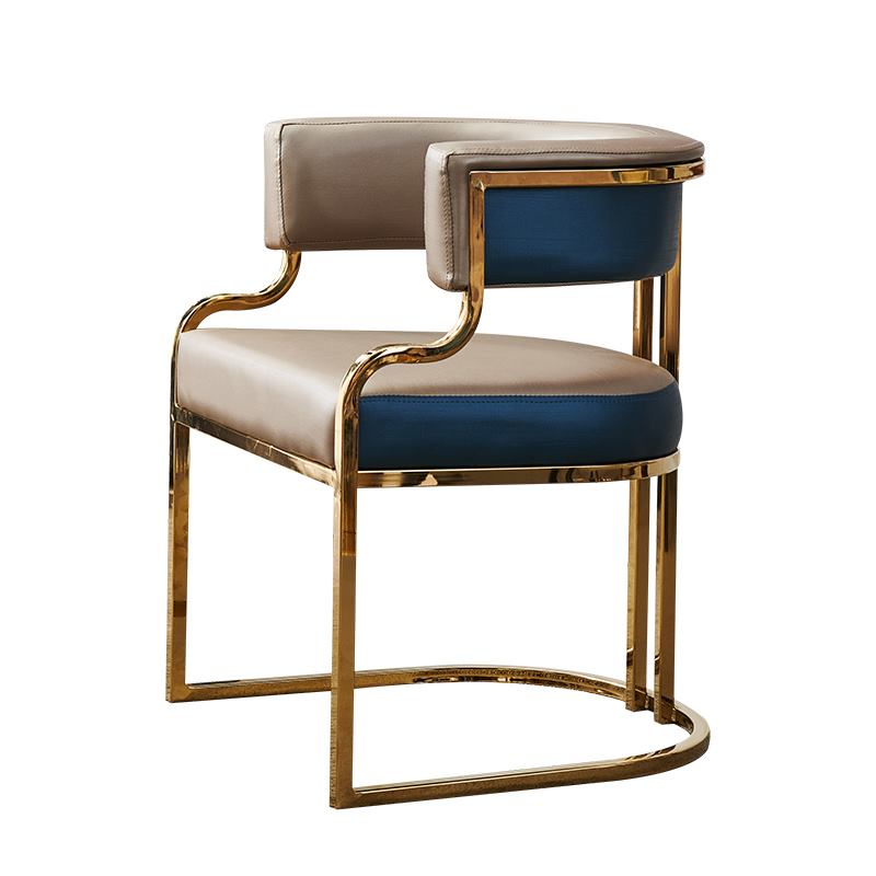 New Apartment Lounge Chair Gold Chair Synthetic Leather Stainless Steel Restaurant Hotel Chair image 4