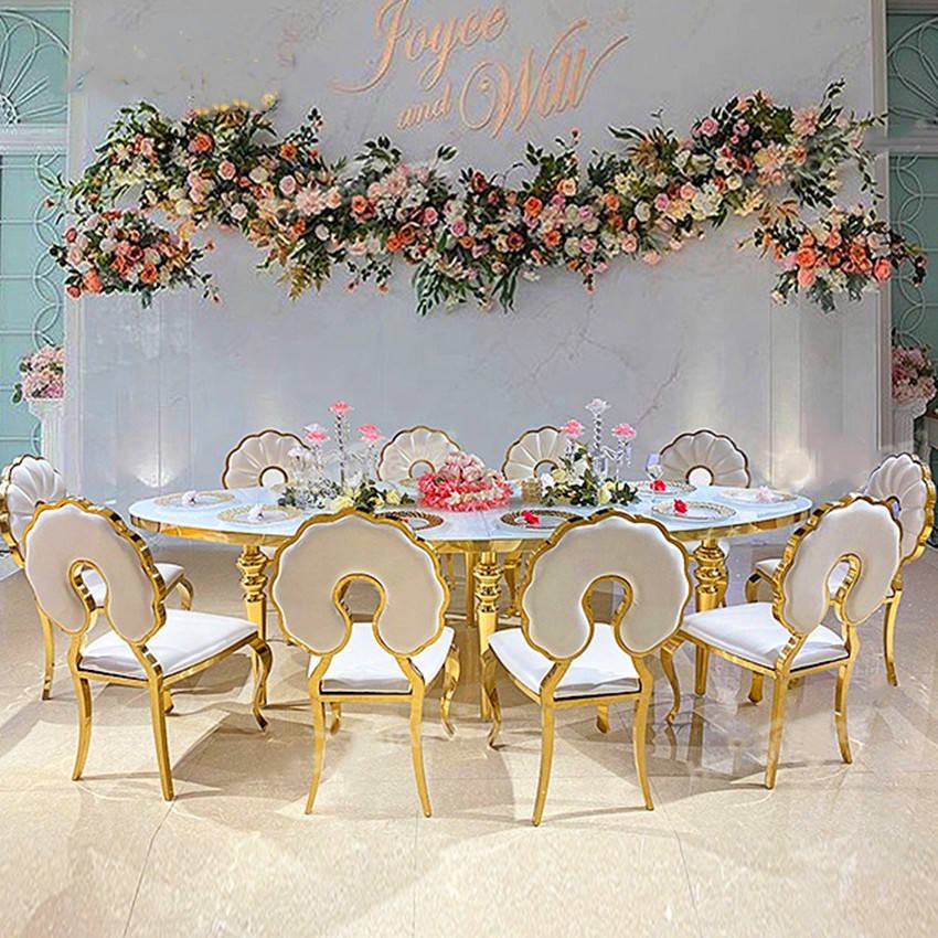 New Design Hotel Chair Round Back Soft Leather Stainless Steel Banquet Event Wedding Chair