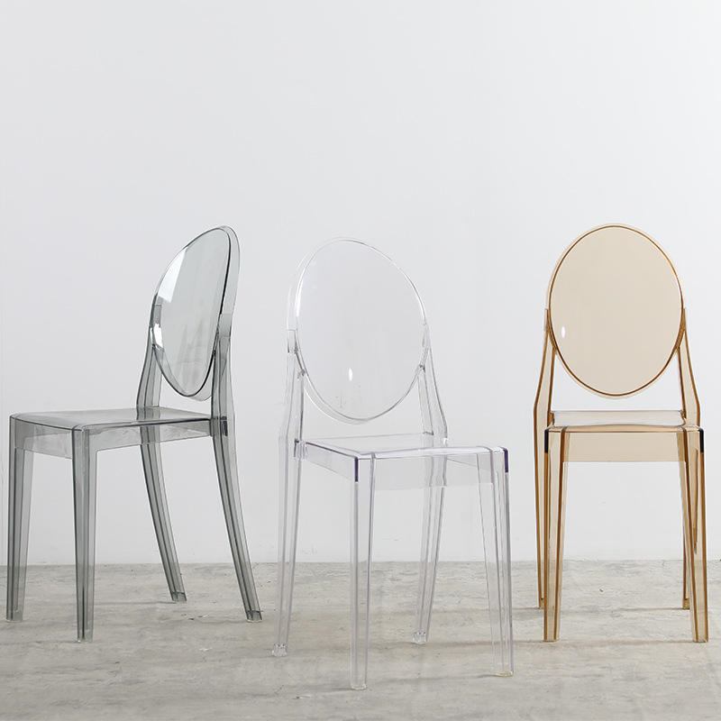 Golden Wedding Event Transparent Computer Ghost Chair Party Hotel Catering Stackable Acrylic Banquet Transparent Plastic Dressing Table Chair image 4