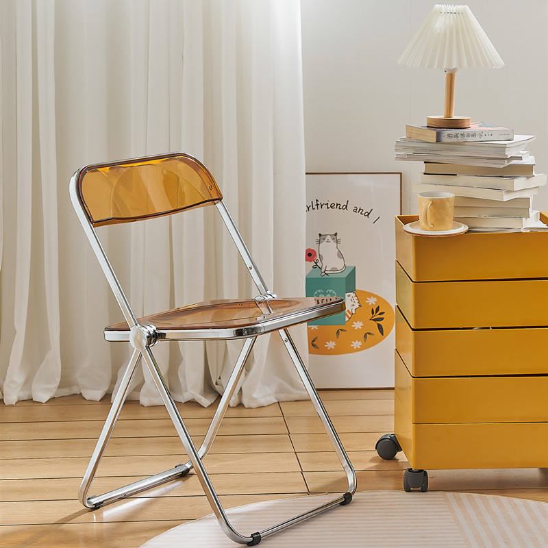 Nordic style transparent acrylic and metal frame folding dining chairs save space and are suitable for use in restaurants image 2