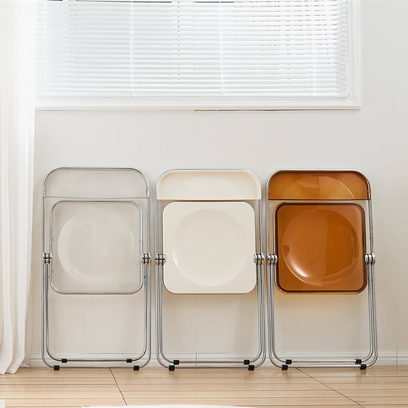 Nordic style transparent acrylic and metal frame folding dining chairs save space and are suitable for use in restaurants image 4