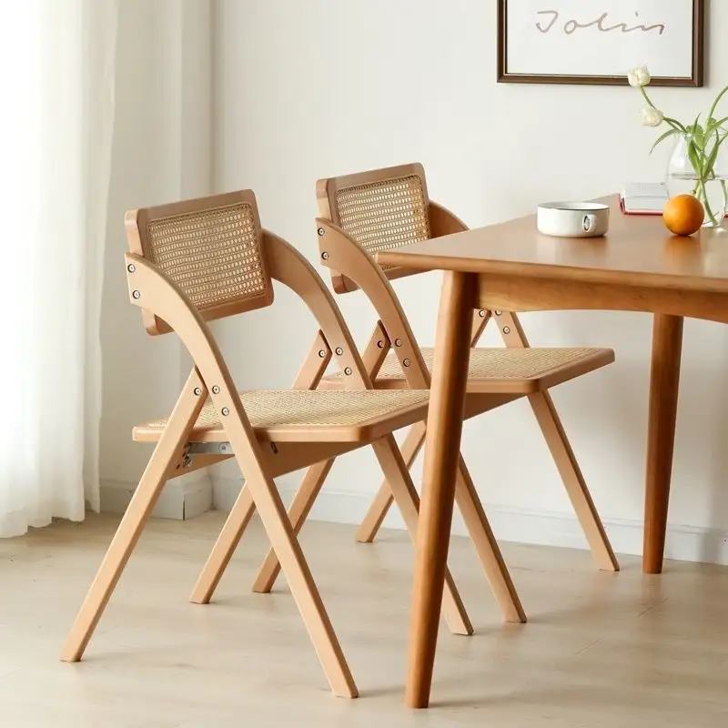 Wholesale Foldable Vine Chair Wedding Party Outdoor Camping Event Banquet Wooden Chair