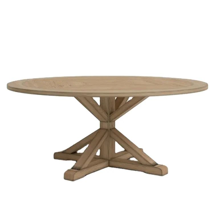 Outdoor rural French dining table, modern designed wooden handicraft legs, used for villa and wedding circular restaurant furniture image 2