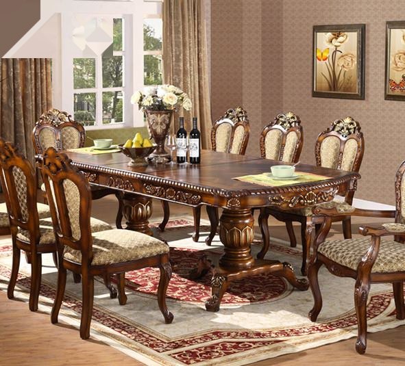 European antique 8-seat and 10-seat wooden solid arc extendable rectangular dining tables