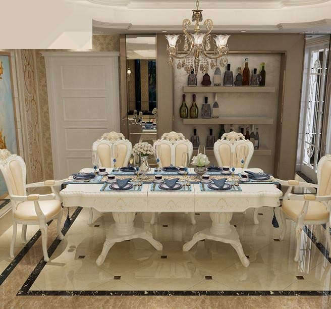 European antique 8-seat and 10-seat wooden solid arc extendable rectangular dining tables image 2