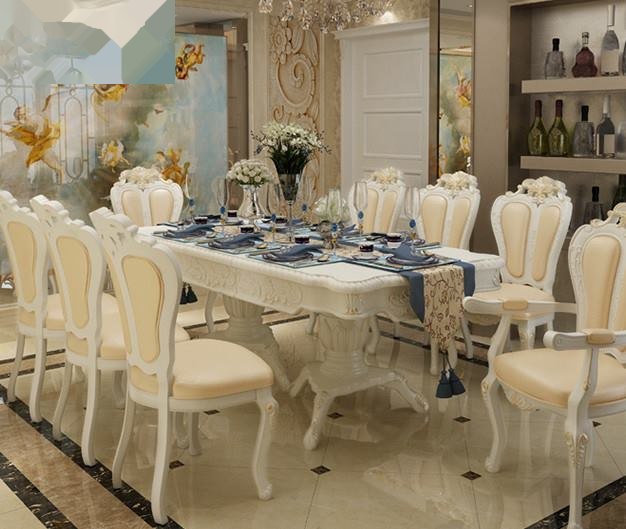 European antique 8-seat and 10-seat wooden solid arc extendable rectangular dining tables image 4