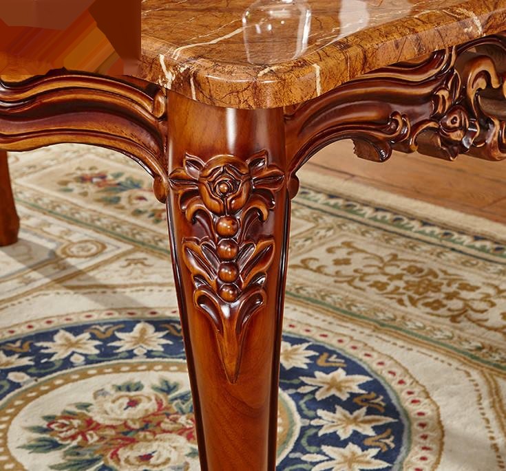 Family dining room furniture: rectangular carved luxury marble dining table image 2