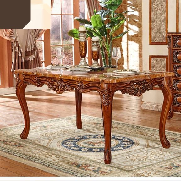 Family dining room furniture: rectangular carved luxury marble dining table image 3