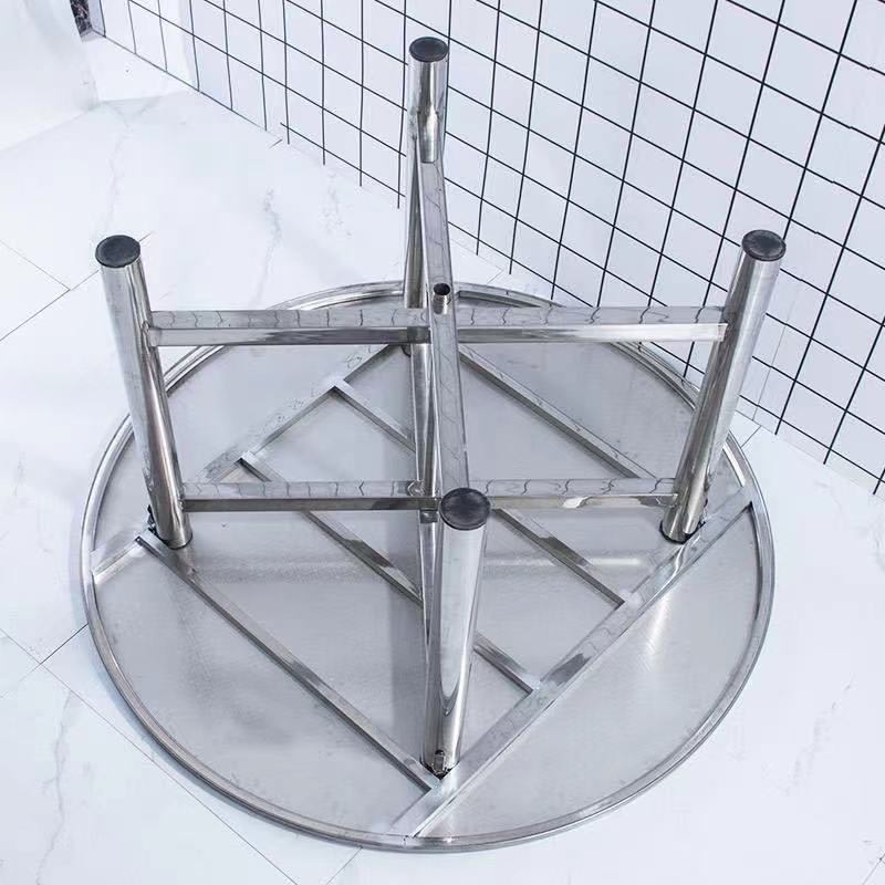 Wholesale silver-colored dining tables suitable for canteens, banquets, wedding receptions, space-saving, stainless steel, round, foldable, suitable for events and parties image 2