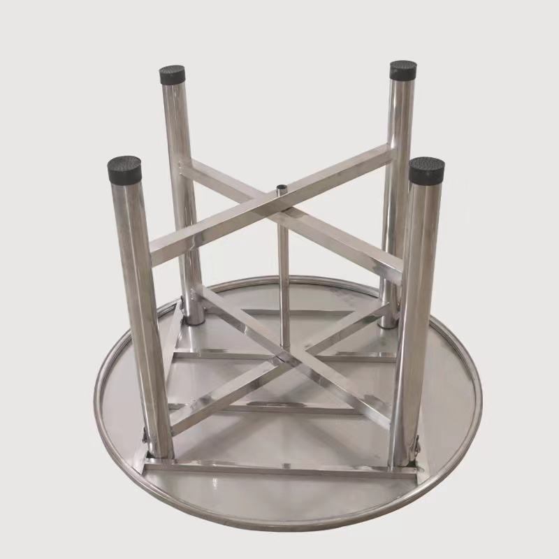 Wholesale silver-colored dining tables suitable for canteens, banquets, wedding receptions, space-saving, stainless steel, round, foldable, suitable for events and parties image 4