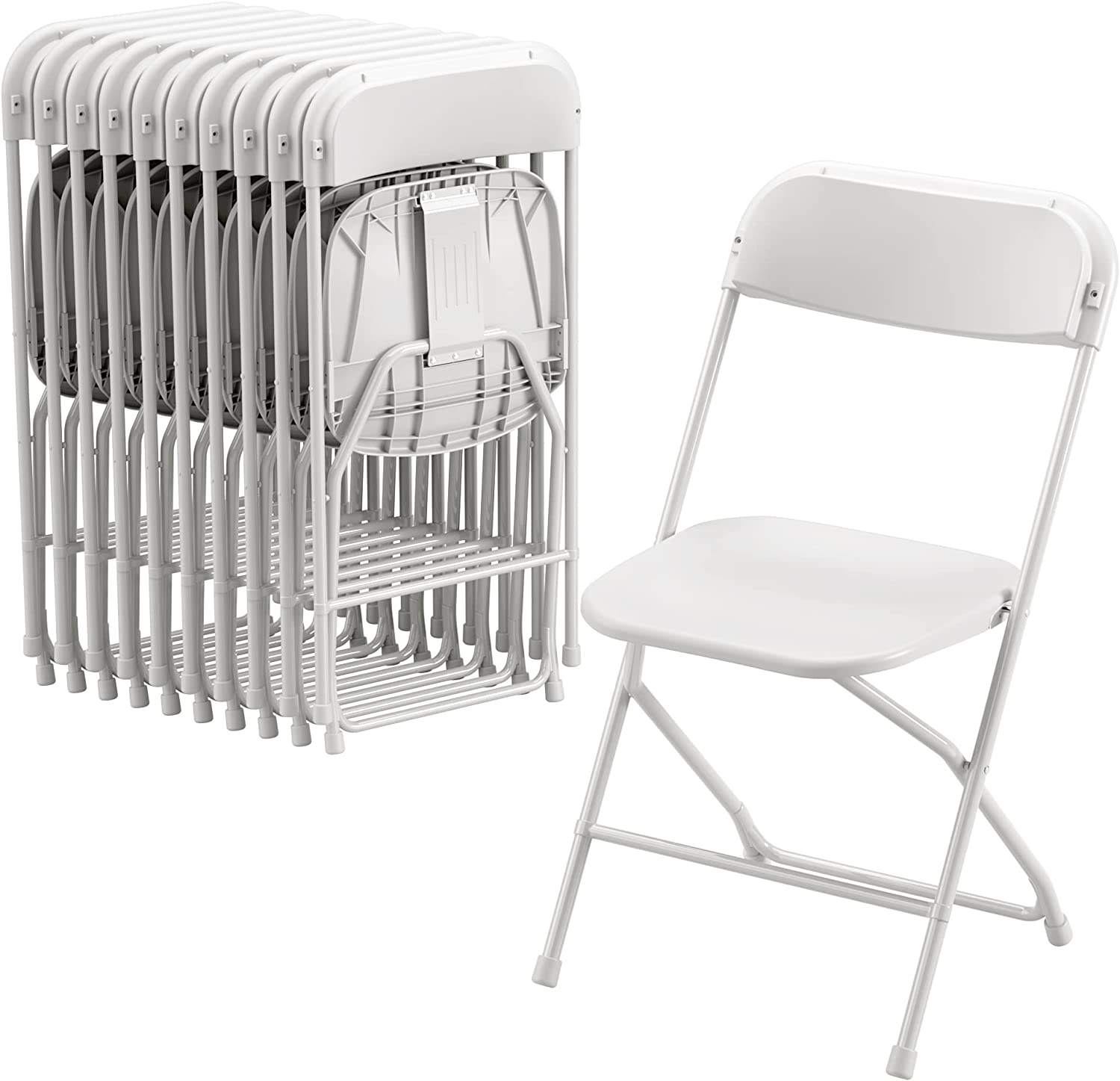 Wholesale portable white resin plastic folding chairs with metal frames, stackable for indoor and outdoor activities, weddings, and living rooms