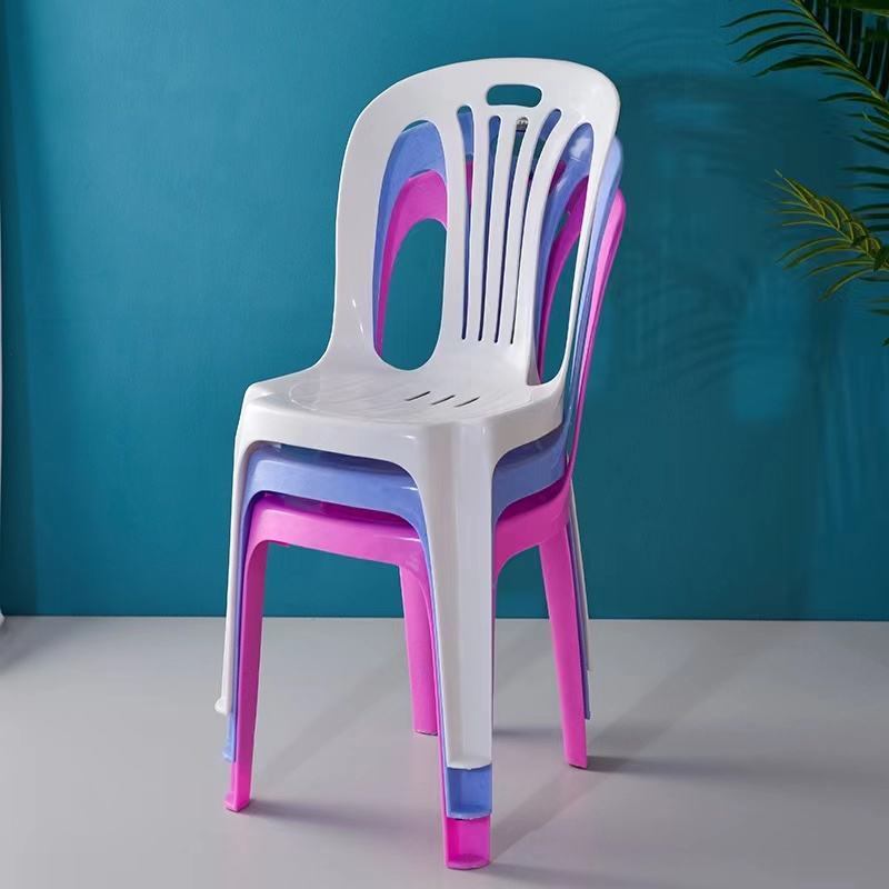Cheap and lightweight outdoor furniture, garden beach chairs, night market barbecue food stalls, armless, white, stackable plastic catering equipment