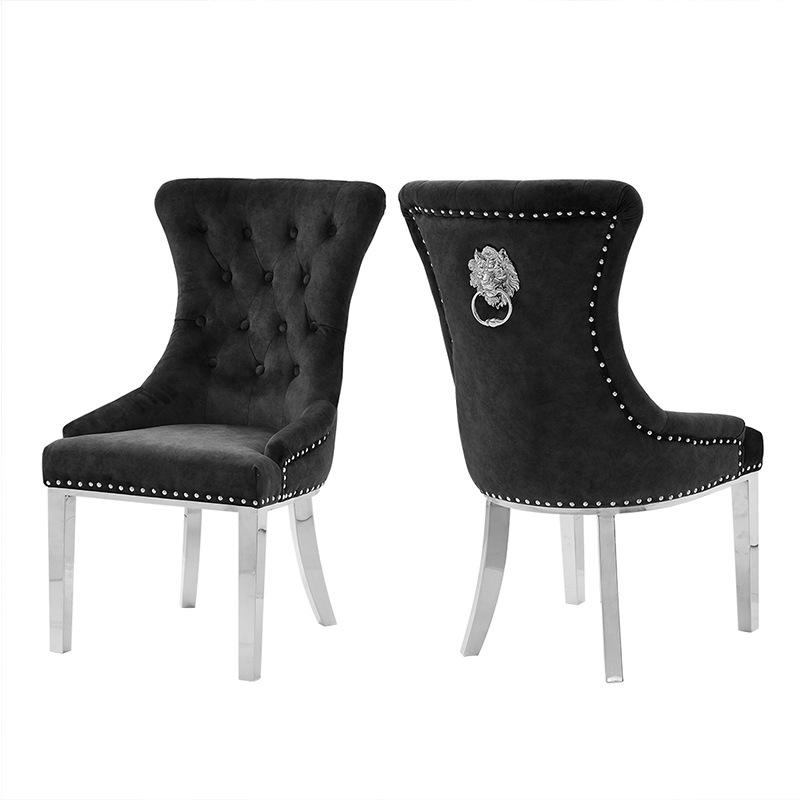 Household furniture, dining room, golden stainless steel velvet upholstered modern dining chair image 2