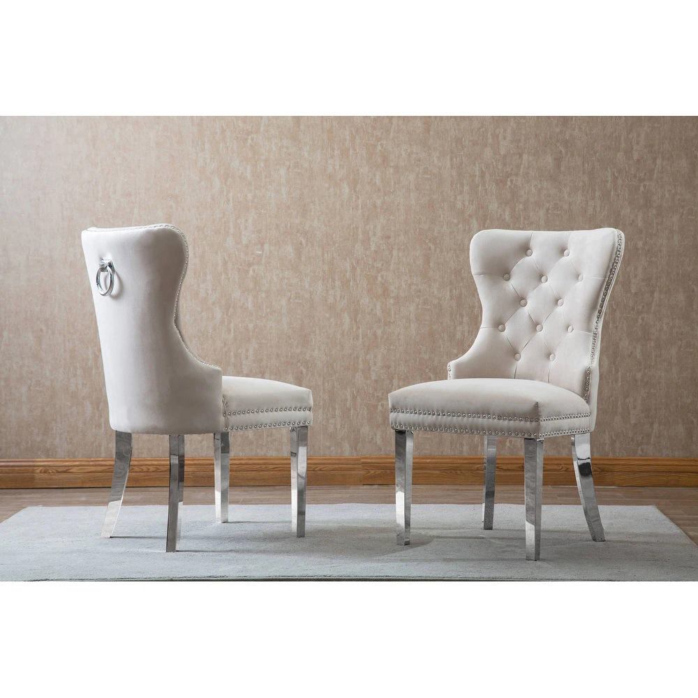 Household furniture, dining room, golden stainless steel velvet upholstered modern dining chair image 3