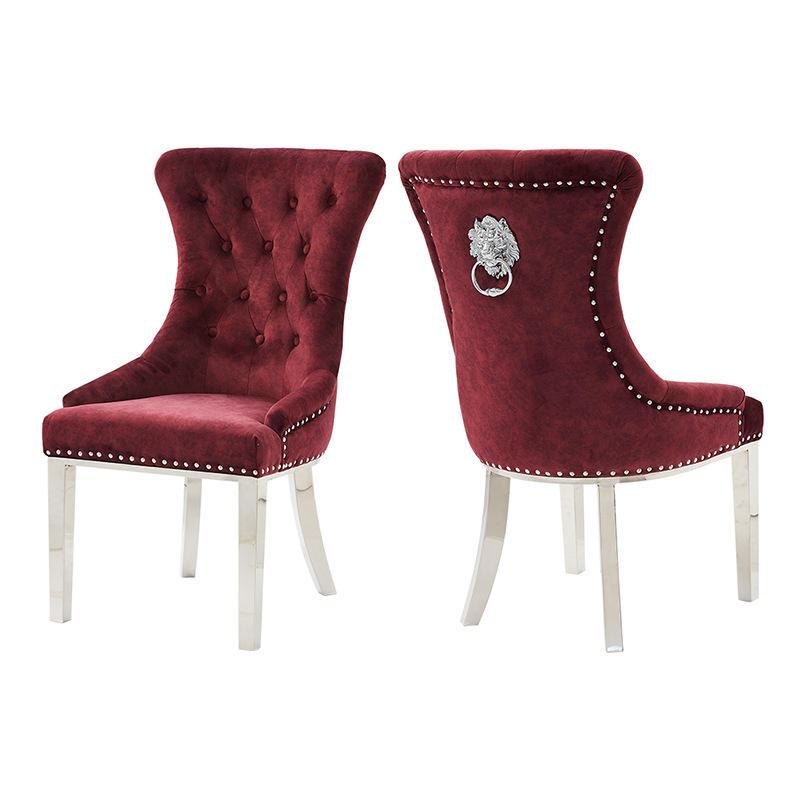 Household furniture, dining room, golden stainless steel velvet upholstered modern dining chair image 4