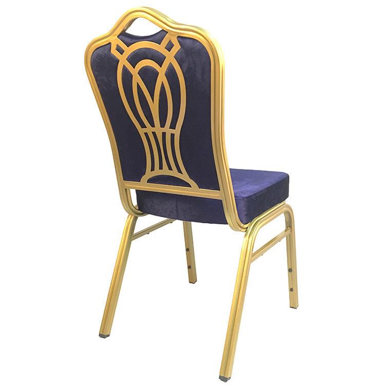 High-quality luxury rental hotel furniture, stackable metal hotel banquet wedding chairs with floral backrests image 3