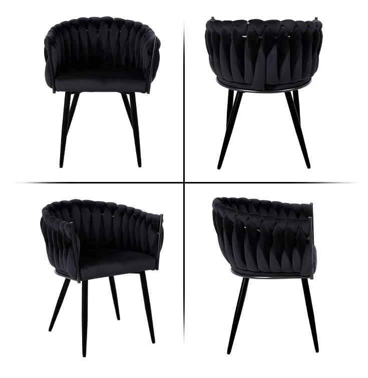 Hot Sale: Wholesale luxury modern fabric rope-woven armchair with metal legs, simple household sofa chair image 2