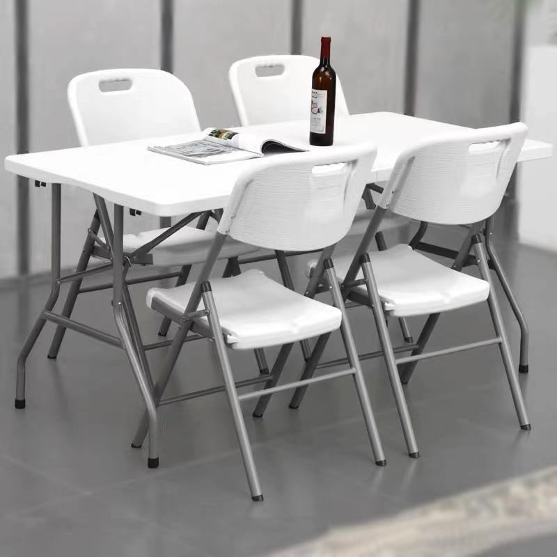 Wholesale modern portable outdoor folding dining table rectangular plastic resin foldable tabletop plastic patio