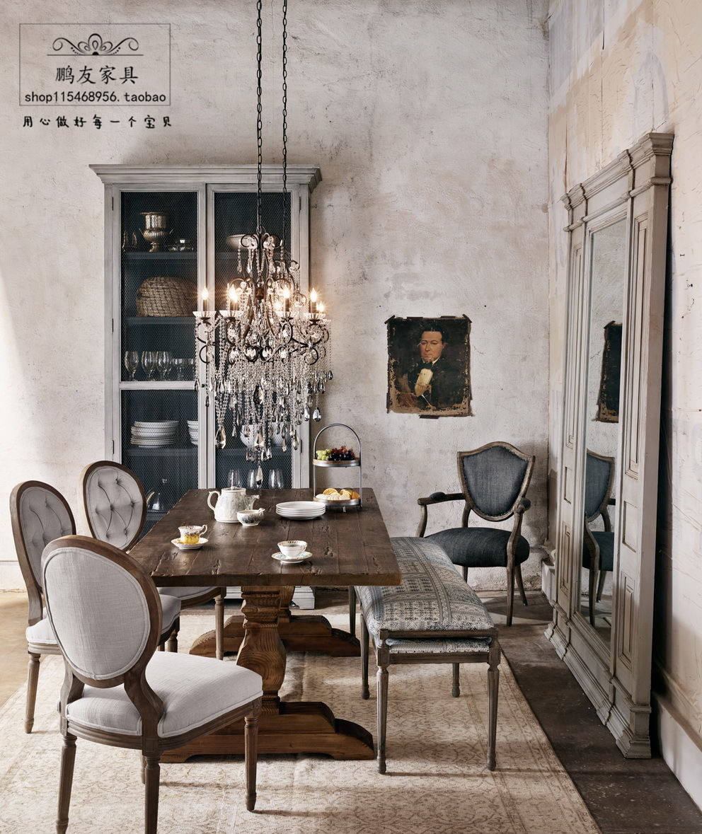 French antique-style rattan Louis banquet chair furniture, modern solid wood retro ghost chair, fabric chair image 4