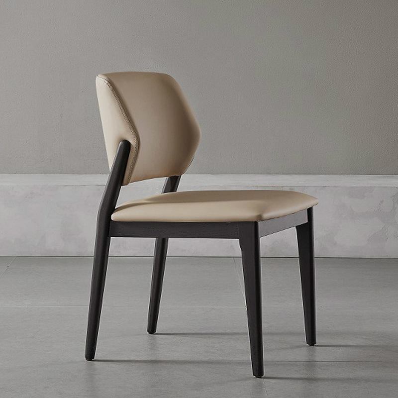 Antique-style dining chair, featuring a high back, vintage PU leather, and a wooden base with a rustic finish, ideal for family living rooms and dining rooms image 2