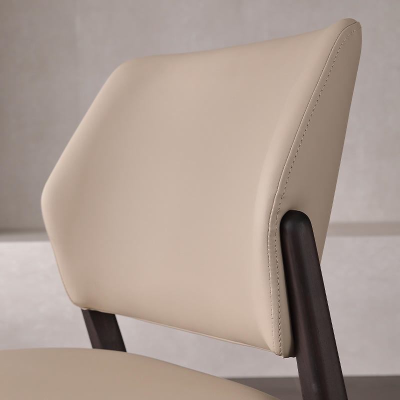 Antique-style dining chair, featuring a high back, vintage PU leather, and a wooden base with a rustic finish, ideal for family living rooms and dining rooms image 3
