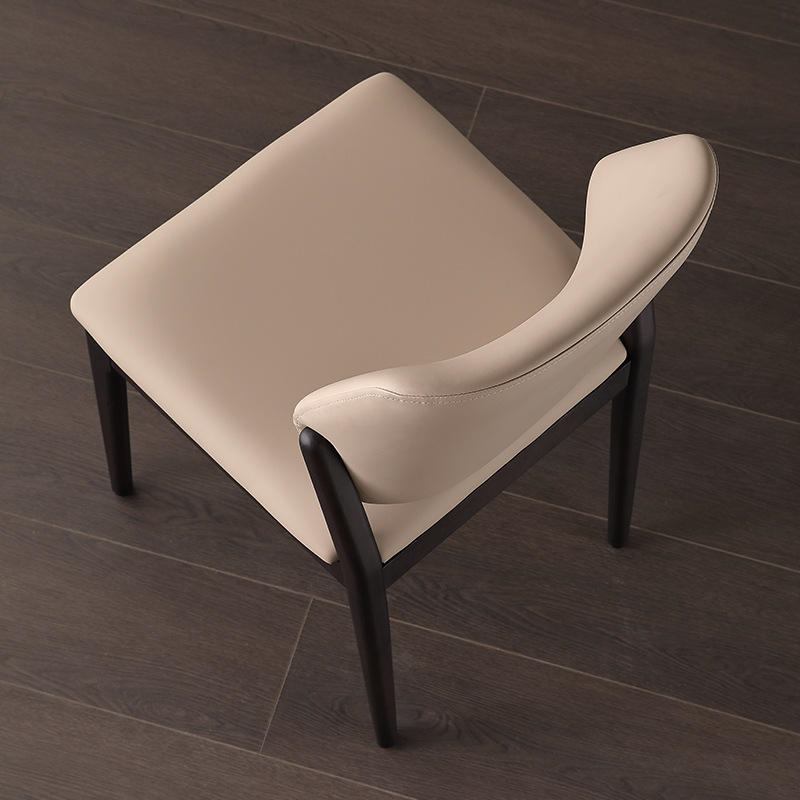 Antique-style dining chair, featuring a high back, vintage PU leather, and a wooden base with a rustic finish, ideal for family living rooms and dining rooms image 4