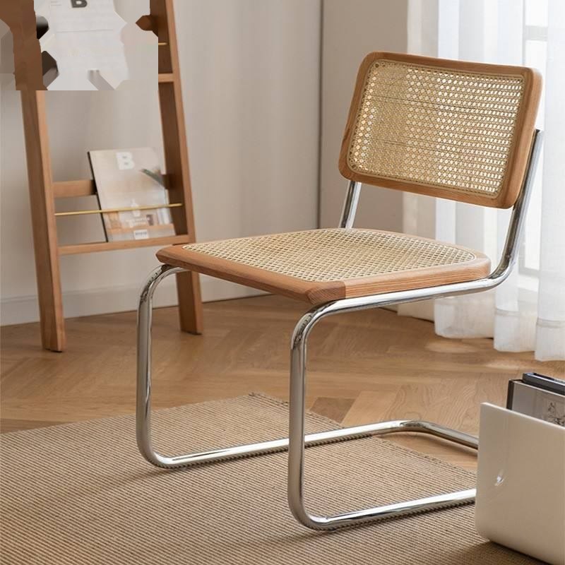 Coffee shop rural dining table and chair, cantilever chair, mesh ergonomic stainless steel vintage dining table and chair image 3