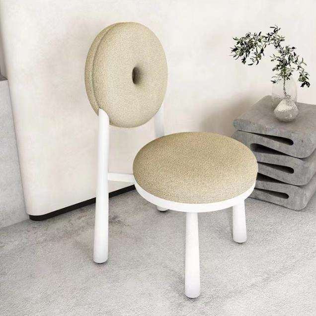 Nordic designer home cashmere minimalist backrest modern home dining room fabric leisure dining table and chair image 2