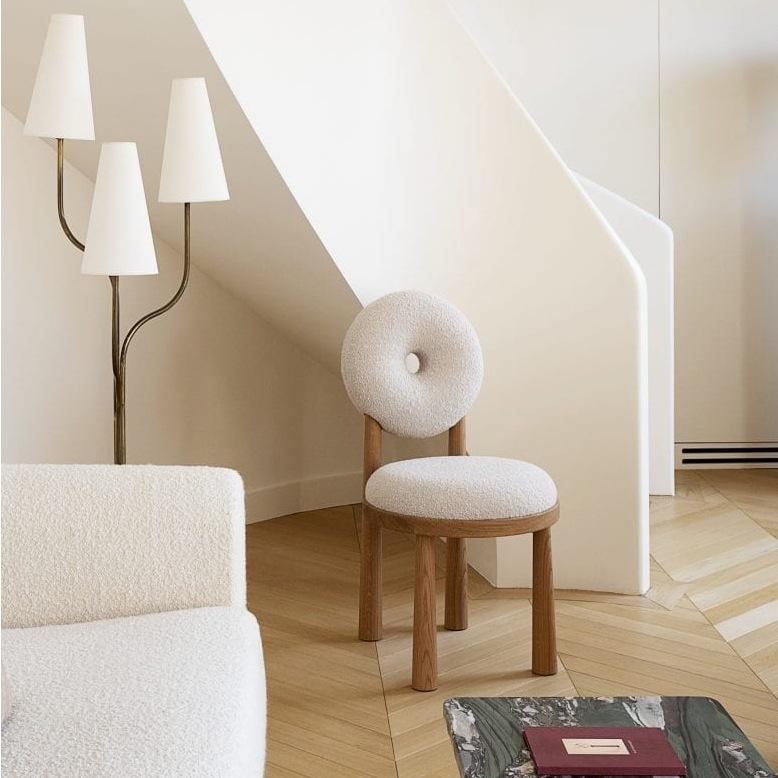 Nordic designer home cashmere minimalist backrest modern home dining room fabric leisure dining table and chair image 4
