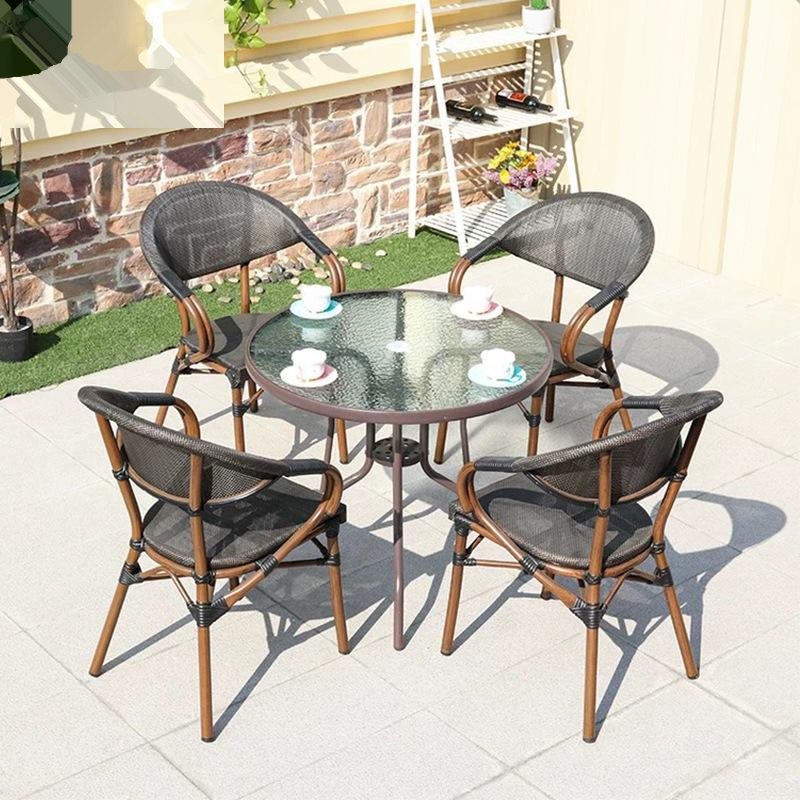 Modern rust-proof and waterproof aluminum French business chair for outdoor dining rooms, cafes, bedrooms, parks, kitchens, patios, and metal furniture image 2